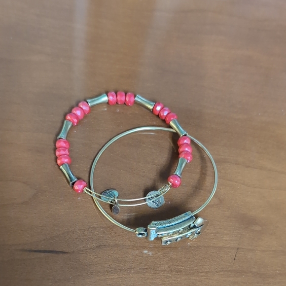 Alex and Ani Rustic Anchor Gold and Red Beaded Bracelets! - Picture 2 of 8
